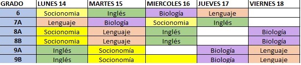 Horario bimestral 3 periodo. 
